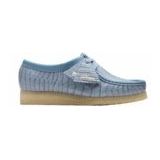 Clarks - Wallabee - Schoenen - Poederblauw - Krokodillenprint - Natuurrubber Zolen