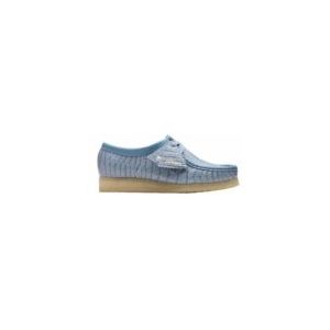 Clarks - Wallabee - Schoenen - Poederblauw - Krokodillenprint - Natuurrubber Zolen
