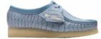 Clarks - Wallabee - Schoenen - Poederblauw - Krokodillenprint - Natuurrubber Zolen