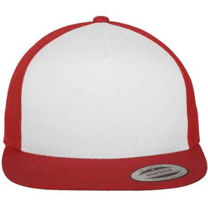 Flexfit Contrast Trucker-cap voor volwassenen  (Rood/Wit)