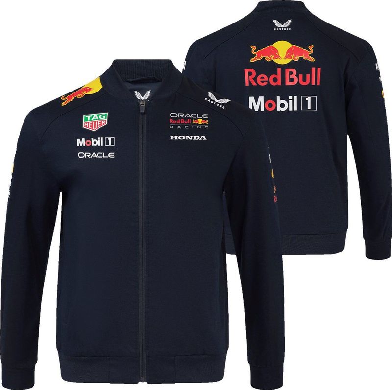 Red Bull Racing - Team Bomber Jacket 2025 - Unisex - Zwart - 70% Katoen, 26% Polyester, 4% Elastaan