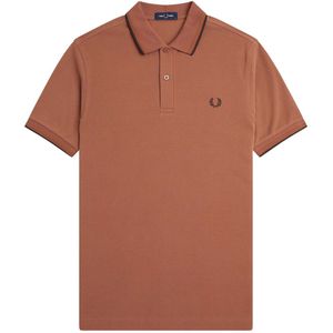 Fred Perry - Fp Twin Tipped Polo - Poloshirt - Cinnamon / Nut Flake / Carrington Brick - 100% Katoen