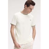 Fred Perry - Fp T-Shirt - Streetwear - Kleur: Light Ecru / Olive Mint - 100% Katoen