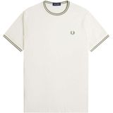 Fred Perry - Fp T-Shirt - Streetwear - Kleur: Light Ecru / Olive Mint - 100% Katoen