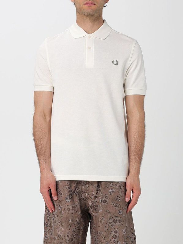 Classic Cotton Pique Polo Shirt with Short Sleeves and Laurel Wreath