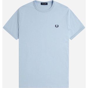 Fred Perry - T-shirt Ringer - Lichtblauw - Katoen - Slim-fit