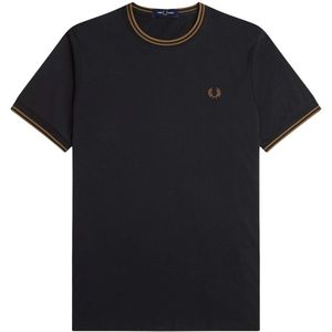 Fred Perry - Twin Tipped Ringer T-Shirt - Zwart - Heren