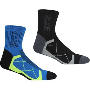 Regatta - Actieve Outdoor Sokken - Zwart/Hawaïblauw - Set van 2 - 38% Coolmax, 35% Katoen, 15% Polyester, 10% Polyamide, 2% Elastaan