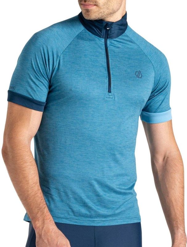Sportshirt - Blauw - 92% Polyester 8% Elastaan - Slimfit met Rits