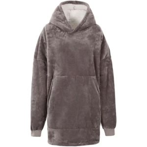 Trespass - Uniseks Oversized Hoodie Deken - Grijs - 100% Polyester, Sherpa Fleece Voering, 1 Kangoeroezak
