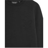 Lyle & Scott jongens sweatshirt met reliëf en adelaar, ronde hals - zwart