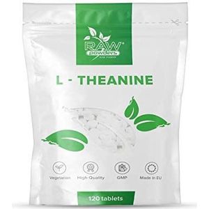 L-Theanine 200 Mg 120 Tabletten Hoge Dosis - L-Theanine Nootropisch Supplement - Veganistisch en Vegetarisch - Concentratie Tabletten - Energie Boost - Zenuwstelsel - Door Raw Powders