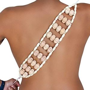 Massageapparaat voor rug en nek, 100% beukenhout, roller voor rug, moedertherapie, handmatig massageapparaat voor nek en rug (50 x 8 cm, roloppervlak)