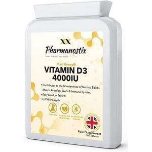 Vitamine D 4000iu - 365 Easy-Swallow Micro Tabletten - Eén per dag Hoge Sterkte Cholecalciferol VIT D3 - Vegetarisch Supplement - Gemaakt in het Verenigd Koninkrijk