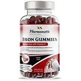 Pharmanostix IJzer & Vitamine C Vegan Gummies - 150 Natuurlijke Cherry Flavour Gummies - Lekker alternatief voor ijzertabletten - voor mannen, vrouwen en kinderen - Ondersteunt cognitieve ontwikkeling en vorming van rode bloedcellen