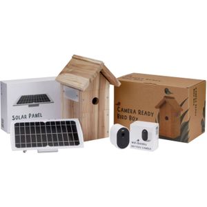 Nestera Nestkast Wifi Camera Met Zonnepaneel - Broeden - 19x22x34 cm Donker Hout