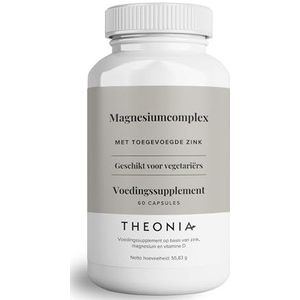 Theonia - Magnesiumcomplex - 205 mg Supplement - 60 Capsules - Met Zink en Vitamine D3