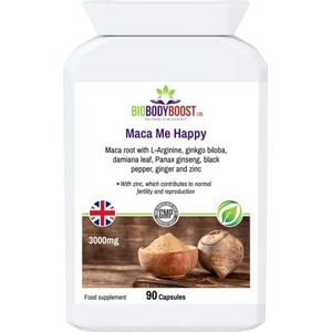 Maca Me Happy | Maca-wortel, kruiden- en mineraalcombinatie | Ondersteuning van seksuele gezondheid, vruchtbaarheid en voortplanting | 90 capsules