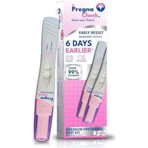 Pregna Check Accurate 6 Days Early Pregnancy Test Strips Kit | Quick Results, High Sensitivity, Easy Home Testing | Meer dan 99% nauwkeurigheid | Women's Health | 2 teststrips - 1 stuk