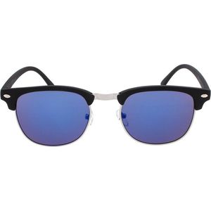 Icon Eyewear Zonnebril CAIRO - Zwart montuur met rubber finisch- Blauwe spiegelende glazen