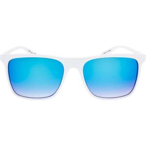 Icon Eyewear Zonnebril BLITZ - Mat wit montuur - Blauw spiegelende glazen