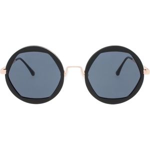 Icon Eyewear Zonnebril ZARI - Zwart montuur - Grijze Hexagon Glazen