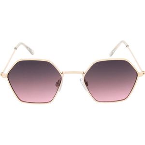 Icon Eyewear Zonnebril BEE - Licht goudkleurig montuur - Bruin met roze glazen