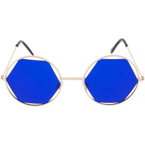 Icon Eyewear Zonnebril JOLIE - Licht goudkleurig montuur - Donkerpaarse hexagon glazen