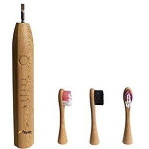 Fayet Bamboe Smart Sonic Elektrische Tandenborstel, IPX8 Waterdichte Lichtgewicht Automatische Eco Vriendelijke Elektrische Tandenborstels 5 Modi