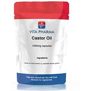 Castor Oil 1000MG, 30 capsules, door VITA PHARMA, neem één dagelijkse, vegetarische geschikte, hier geproduceerd in het Verenigd Koninkrijk