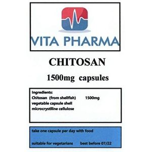 CHITOSAN hoge sterkte 1500mg, 240 capsules, 8 maanden levering, neem een per dag, Great Value Pack, door vita pharma, Gemaakt HIER in het Verenigd Koninkrijk. Bestel vandaag nog voor snelle verzending