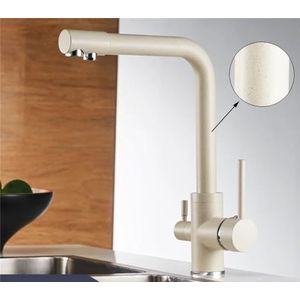 Dual Handle Keuken Kranen Mengkraan 360 Rotatie Mixer Tap Beige Kleur met dot