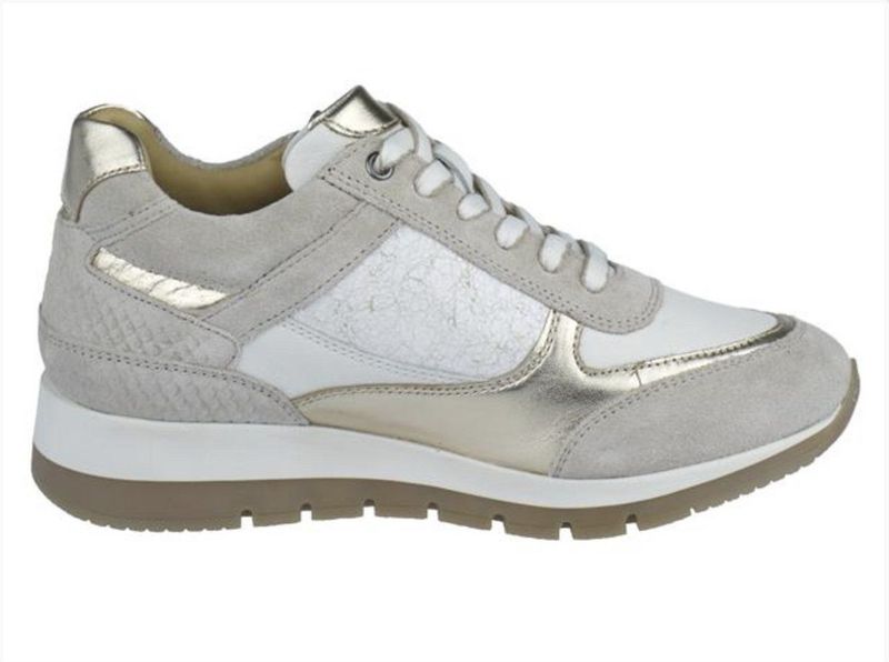 Helioform - Sneaker - Beige/Wit Combi - Leer/Suede - Ritssluiting