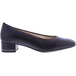 GENSHUO Damespumps met dikke plateauhak, 10 cm, gesloten vierkante teenhakken met enkelriem, jurk, bruiloft, feestschoenen, zwart, 40.5 EU