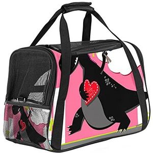 Pet Travel Carrier Bag, Draagbare Pet Bag - Opvouwbare Stoffen Carrier Travel Carrier Bag Dinosaur Pink