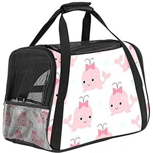 Pet Travel Carrier Bag, Draagbare Pet Bag - Opvouwbare Stoffen Carrier Travel Carrier Bag Pink Cute Whale