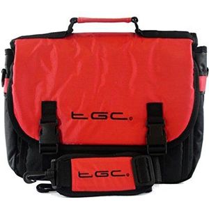 Nieuwe TGC ® Messenger Style TGC Gewatteerde draagtas tas voor de ieGeek 12,5 inch draagbare dvd-speler, Crimson Rood & Zwart, Retro
