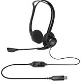 Logitech 960 bedrade headset, stereo-oordopjes met ruisonderdrukkende microfoon, USB, lichtgewicht, bediening in het snoer, pc/Mac/laptop - zwart