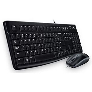 Logitech MK120 bekabelde toetsenbord-muis, optische muis, USB-aansluiting, PC/laptop, Tsjechische QWERTZ-lay-out - zwart