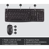 Logitech Desktop MK120 toetsenbord Inclusief muis USB QWERTY Italiaans Zwart