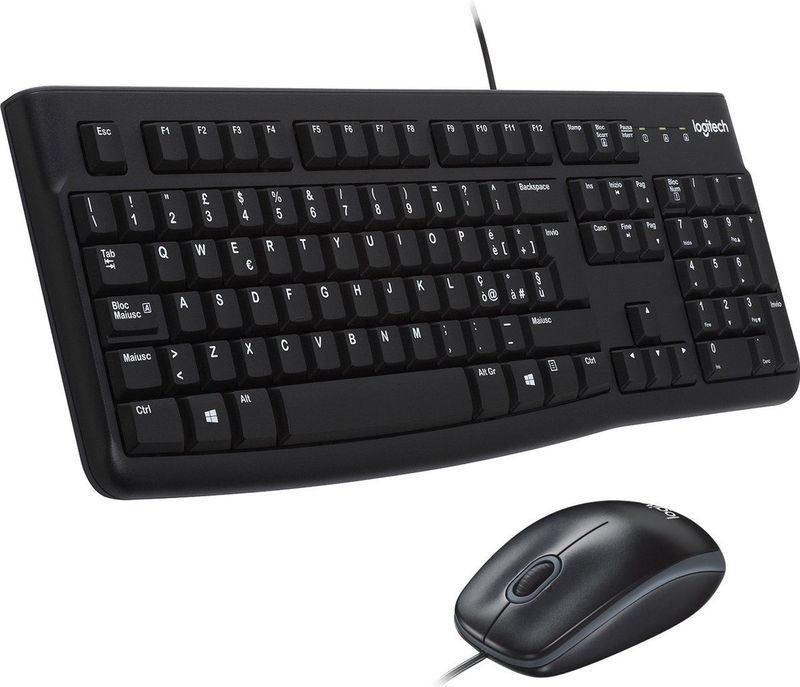 Logitech Desktop MK120 toetsenbord Inclusief muis USB QWERTY Italiaans Zwart