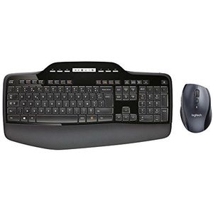 Logitech MK710 draadloze toetsenbord muisset, 2,4 GHz verbinding via Unifying USB-ontvanger, 3 jaar batterijduur, LCD-batterijweergave, polssteun, PC/laptop, Franse AZERTY-lay-out