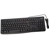 Logitech K120 Kabelgebundene Business Tastatur für Windows und Linux, USB-Anschluss, Leises Tippen, Robust, Spritzwassergeschützt, Tastaturaufsteller, Italienisches QWERTY-Layout - Schwarz