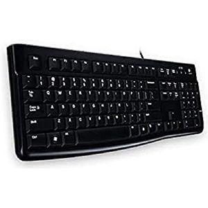 Logitech K120 Kabelgebundene Business Tastatur für Windows und Linux, USB-Anschluss, Leises Tippen, Robust, Spritzwassergeschützt, Tastaturaufsteller, Litauisches Layout - Schwarz