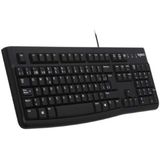 Logitech K120 Bedraad professioneel toetsenbord voor Windows en Linux, USB-poort, stil typen, robuust, spatwaterdicht, toetsenbordhouder, Spaanse lay-out - zwart