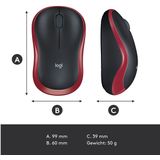 Logitech - M185 - Draadloze Muis - Rood - 2,4 GHz - USB-Mini-Ontvanger