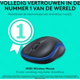Logitech - M185 - Draadloze Muis - Blauw - Optisch - Ambidextrous