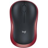 Logitech M185 2,4 GHz draadloze muis met mini-USB-ontvanger, 12 maanden batterijlevensduur, 1000 DPI-optische tracking, dubbelhandig, compatibel met pc, Mac, laptop, rood