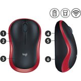 Logitech M185 Kabellose Maus, 2,4 GHz mit USB-Nano-Empfänger, 12 Monate Batterielaufzeit, 1000 DPI Optical Tracking, Für Links- und Rechtshänder, Kompatibel mit PC, Mac, Laptop - Rot