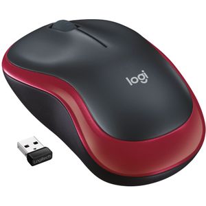 Logitech M185 2,4 GHz draadloze muis met mini-USB-ontvanger, 12 maanden batterijlevensduur, 1000 DPI-optische tracking, dubbelhandig, compatibel met pc, Mac, laptop, rood
